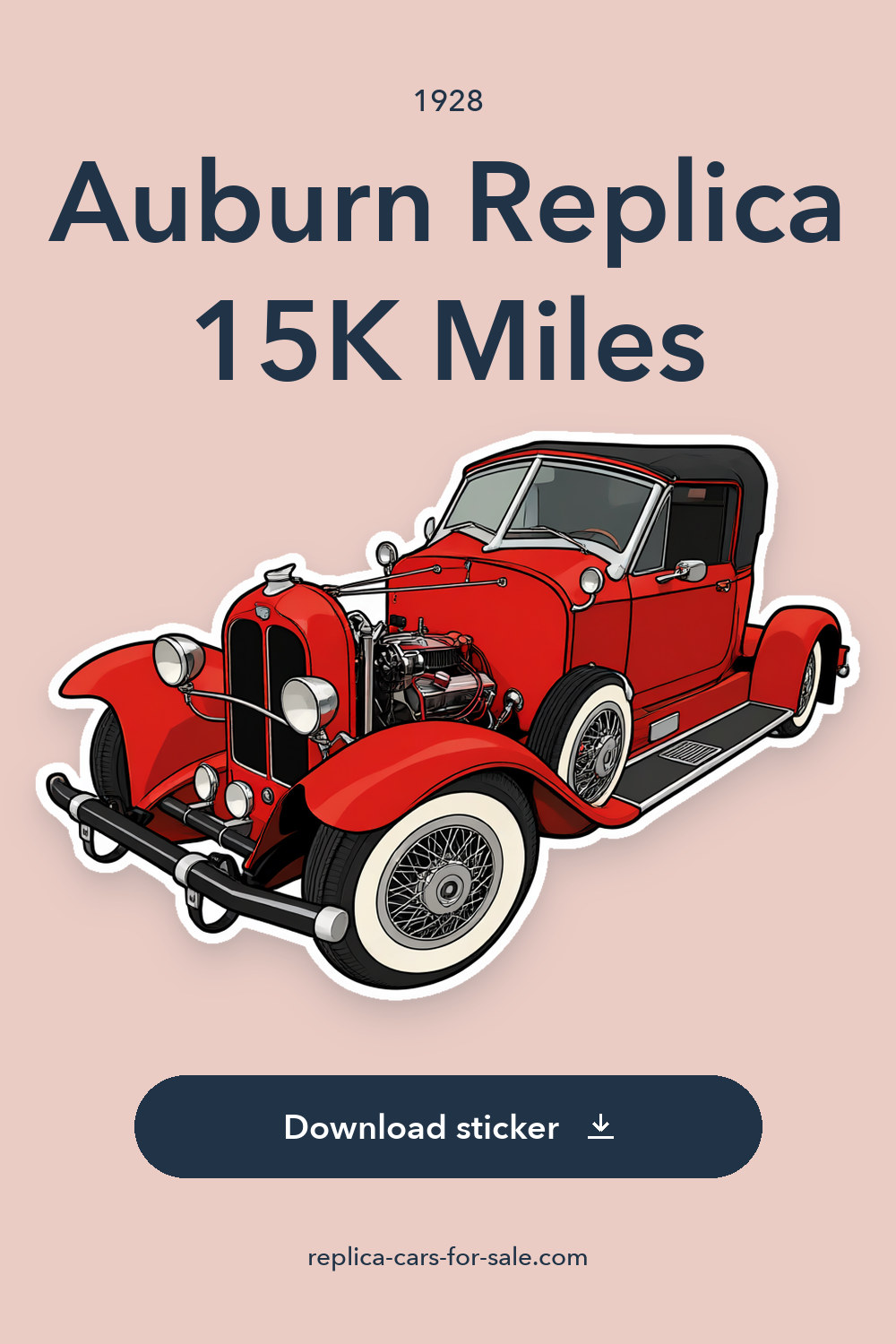1928 Auburn Replica 15K Miles sticker preview