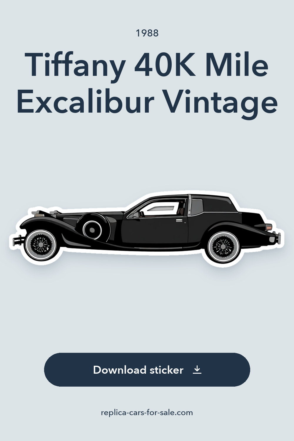 1988 Tiffany 40K Mile Excalibur Vintage sticker preview